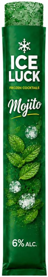 Bolsita verde intenso de IceLuck Mojito, 6% Alc.